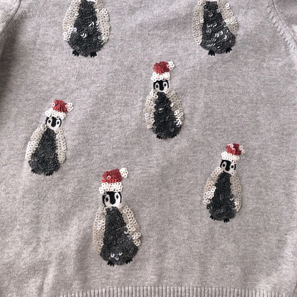 Topshop Christmas Sequin Penguin Sweater Size 0 - Picture 3 of 4